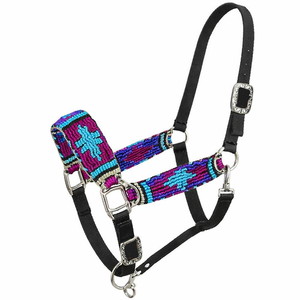 Harnais de cheval en nylon réglable de style western avec nezier perlé et boucles Concho - Product Image 1