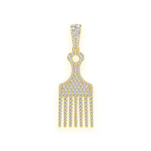 Collares con colgante de oro macizo de 10K con diamante cultivado en laboratorio, diseño minimalista personalizado, estilo único para mujer y niña, con dije de peineta para el cabello - Product Image 1