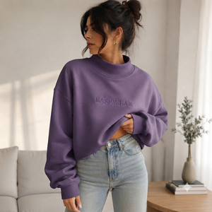 เสื้อสเวตเชิ้ตโอเวอร์ไซส์คอเต่าสำหรับผู้หญิง ผ้าคอตตอน 100% หนานุ่ม กันลม ระบายอากาศได้ดี แขนยาว สไตล์สตรีทแวร์ สำหรับฤดูใบไม้ผลิ - Product Image 1