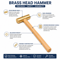 Marteau de polissage pour bijoux en laiton MANAN INSTRUMENTS MI-H-1430 avec manche en bois, formes variées, outil de gravure pour artisanat DIY