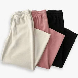 New Fashion Hot Sale <b>Men</b> <b>Trousers</b> High Waist Breathable Cotton Casual Style Straight Pattern Solid Color <b>Men</b> <b>Baggy</b> <b>Trouser</b> - Product Image 1