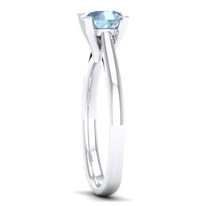 Bague solitaire REYES en argent sterling 925 avec pierre précieuse aigue-marine, nouveau design, délicate, pierre de naissance, pour usage quotidien, bijoux fins - Product Image 3