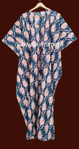Effortless Elegance Flock Printed Leopard Cotton Kaftan <b>Dress</b> <b>Whimsical</b> Eco-Friendly Asymmetrical Premium Breathable Fabric - Product Image 3