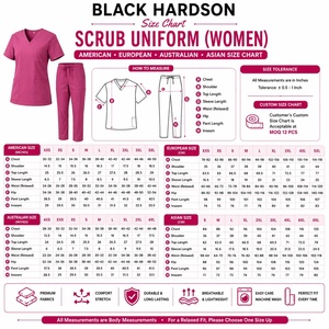 Uniforme médical extensible en toile de coton et polyester 180 GSM de qualité supérieure, couleur bordeaux, avec panneau de jauge dorsale personnalisable par thermocollage - Product Image 3