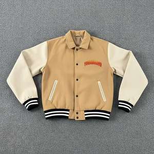 Veste universitaire tendance fabriquée en laine de qualité supérieure et manches en cuir, broderie élégante et doublure confortable, unisexe. - Product Image 1