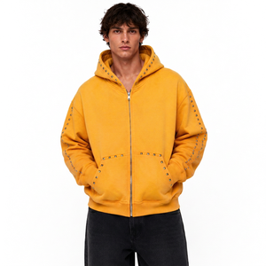 Sudadera con Capucha Personalizada para Hombre, con Cuentas, de Algodón Grueso, Estilo Urbano, Fabricante de Ropa con Marca Privada OEM ODM - Product Image 1