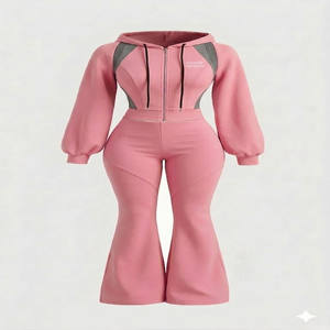 Clovix Sports Women <b>Lounge</b> Tracksuit <b>Set</b> Relaxed Fit Casual Wear Hoodie Jogger Suit Wholesale - Product Image 4