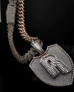 HipHop Rapper Jewelry Men's Iced Out Custom Letter Name <b>Pendant</b> 925 Sterling <b>Silver</b> VVS Moissanite Custom <b>Initial</b> Letter <b>Pendant</b> - Product Image 2