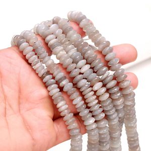 Perles Rondelles Facettées en Pierre de Lune Grise Naturelle, Coupe Allemande, 8MM 9MM, Prix de Gros, Perles Rondelles Facettées en Pierre de Lune Grise en Vrac, 16 Pouces - Product Image 1