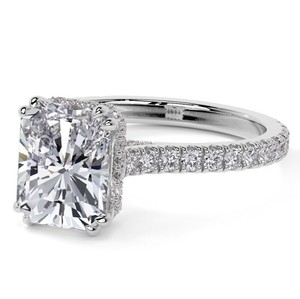 Anillo de Moissanita Corte Radiante, Plata de Ley 925, Chapado en Oro Blanco, Anillo de Compromiso, Boda, Promesa, Regalo Nupcial - Product Image 3