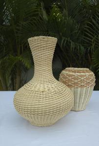 Jarrón Redondo de Ratán Blanco Ecológico, Maceta Decorativa Tejida a Mano para Hogares, Hoteles y Resorts - Product Image 5