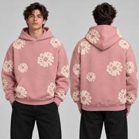 Sweat à capuche polaire noir uni pour l'hiver, gris, OEM, manches longues, style pull, coupe décontractée, design avant et arrière, mode streetwear