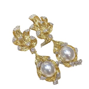 Pendientes Colgantes de Perlas Naturales Concentradas de 10-11 mm, Casi Redondas, Casi Impecables, Plata 925 con Incrustaciones de Perlas Naturales - Product Image 5