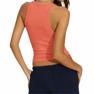 Débardeurs tricotés côtelés pour femme, couleur pêche corail, coupe ajustée, respirants et à séchage rapide, pour le fitness et les loisirs estivaux - Product Image 2