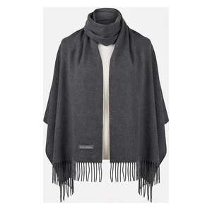 NORTH APPROACH Unisex Solid Color Long <b>Silk</b> <b>Scarf</b> With Fringe Winter Warm Multi-Functional Shawl Simple Style Adult Wear - Product Image 1