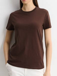 เสื้อยืดแขนสั้นผู้หญิงผ้าฝ้ายแบบสบายๆ สั่งผลิตได้ตามแบบ OEM ระบายอากาศได้ดี ไม่เป็นขุย เป็นมิตรกับสิ่งแวดล้อม เสื้อเจอร์ซีย์เรียบง่าย โรงงานส่งออก - Product Image 5