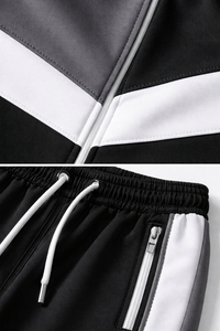 Ensemble de survêtement unisexe color block à manches longues avec fermeture éclair, col montant, style sportif décontracté, respirant, pour l'automne - Product Image 3