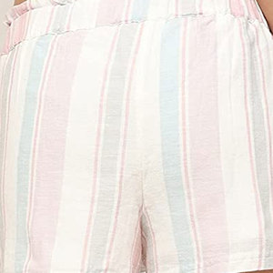 Women Striped Summer Shorts High Waist <b>Elastic</b> Drawstring Loose Fit Lightweight Casual Beach Style Shorts by TANAZAINRA - Product Image 6