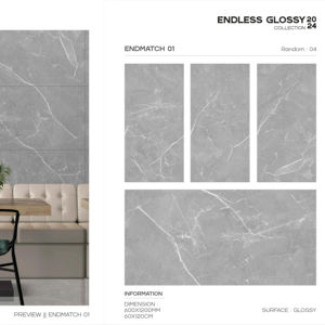 Azulejo de Porcelana Brillante Exclusivo 600x1200, Formato Grande, Superficie Pulida Premium, para Paredes y Pisos, Uso Interior y Exterior Moderno - Product Image 1