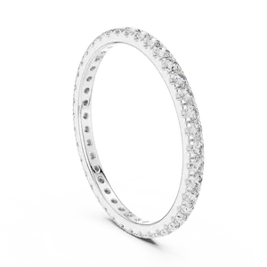 Anillo de Eternidad Delgado con Corte en U y Diamantes Cultivados en Laboratorio, Plata 925, Unisex, Apilable, Delicado, para Aniversario de Bodas, Brillante - Product Image 2