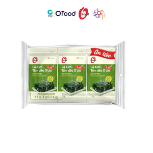 Hojas de Algas Instantáneas 5g Paquete 3 O'Food Aceite de Oliva Tradicional Snack Crujiente de Algas de Alta Calidad Listo para Comer Venta al por Mayor - Product Image 1