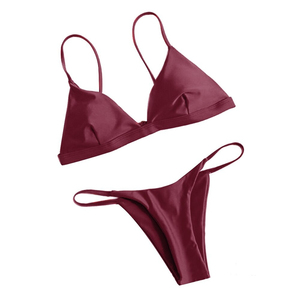 Conjunto de Bikini Deportivo para Mujer de Alta Calidad, Secado Rápido, Cintura Alta, Logotipo Frontal, Diseño Sólido, Cuello en V Profundo, Spandex/Poliéster - Product Image 4