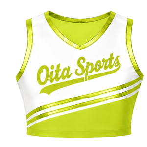 Camiseta Corta sin Mangas Verde Lima para Animadoras, Uniforme Deportivo Personalizado para Equipos, Ropa Deportiva de Alto Rendimiento, Ropa de Entrenamiento - Product Image 1