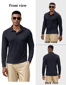 Men's Long Sleeve Polo <b>Shirts</b> Quick Dry Lightweight Casual Golf Sport Team Tops Button-Down <b>Shirts</b> for Men Breathable <b>Shirts</b> - Product Image 3