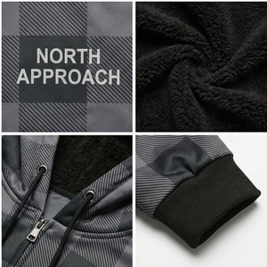 เสื้อแจ็คเก็ตมีฮู้ดลายสก็อตสำหรับผู้ชาย ยี่ห้อ North Approach แบบซิป ป้องกันลม เหมาะสำหรับใส่ลำลองในฤดูหนาว มีกระเป๋าหน้า ทรงปกติ - Product Image 4
