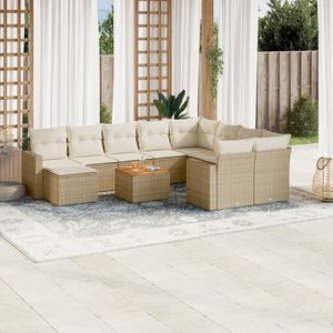 Conjunto de Sofás Modulares Grandes de Ratán Sintético PE Beige para Jardín, Muebles Modulares Cómodos para Exteriores - Product Image 1