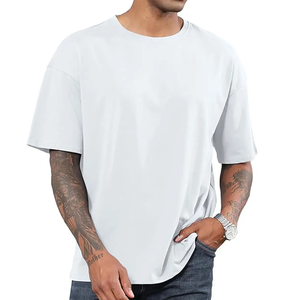Camiseta de Hombre Oversize con Hombros Caídos, 100% Algodón Jersey, Cuello Redondo, Estilo Casual, Ecológica, Transpirable, Estilo Urbano Holgado - Product Image 1