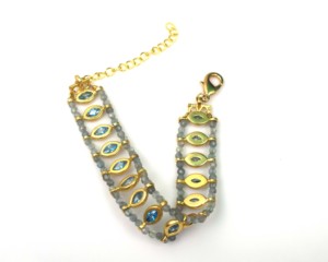 Pulsera de Perlas con Topacio Azul Chapada en Oro de 18K de Sameer Art Craft, Joyería Católica de Lujo Hecha a Mano con Certificación IGI para Mujer - Product Image 3