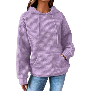 Wholesale Waffle Knit Hoodie Sweatshirt Purple Oversized Hoodie Casual Pocket Design Regular Fit Unisex Autumn Wear - Product Image 1
