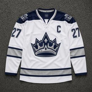 Uniforme de Hockey sobre Hielo Personalizado para Equipo Profesional, Jersey de Juego para Hombre, Color Blanco Escarchado, Transpirable, de Poliéster, Camiseta con Costuras de Tela Twill - Product Image 1