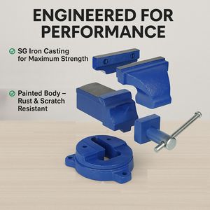 Étau d'établi réglable Eastman SG en fer avec base pivotante et fixe en acier pour la menuiserie, support OEM métrique - Product Image 5