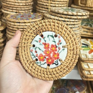แผ่นรองแก้วหวายทำมือขายส่ง ประดับมุก พร้อมบริการออกแบบตามสั่งและบริการติดฉลากส่วนตัว - Product Image 5