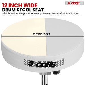5 Core Drum Throne 3" Thick <b>Padded</b> Guitar Stool 200Lb Capacity Heavy Duty Adjustable Drummer <b>Chair</b> - Product Image 4