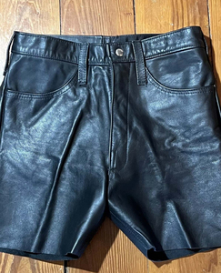 Men's <b>High</b> <b>Waist</b> <b>Black</b> PU <b>Leather</b> <b>Shorts</b> Moto Biker Style With Club Rave Pockets Button Fly Closure Solid Color <b>Short</b> Length - Product Image 5