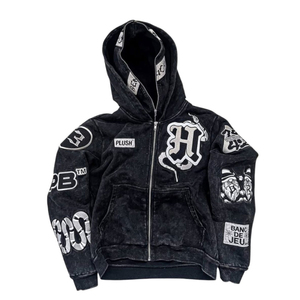 Sudadera Vintage de Invierno para Hombre, 100% Algodón, Gruesa, Ecológica, Transpirable, Lavada al Ácido, con Hombros Caídos y Cremallera Completa, Estilo Urbano - Product Image 1