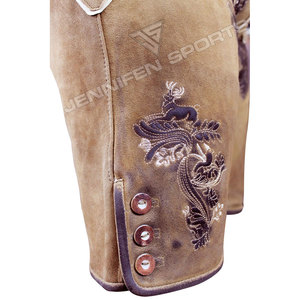 Auténticos Lederhosen Bávaros Tradicionales Bordados de Oktoberfest, Ecológicos para Invierno, Unisex, Color Marrón Sólido - Product Image 3