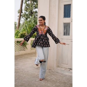 Navratri camicette e camicie da donna <span class=keywords><strong>eleganti</strong></span> speciali Top con Patch Work - Product Image 5