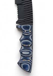 Couteau utilitaire noir à lame fixe personnalisé, avec crochet à viande, coupe-cordons, manche texturé en G10, outil d'extérieur - Product Image 3
