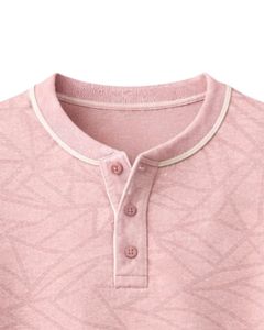 Sudadera Henley con estampado geométrico rosa para hombre, de manga larga, tejido French Terry, corte regular, informal, para invierno, nueva. - Product Image 5