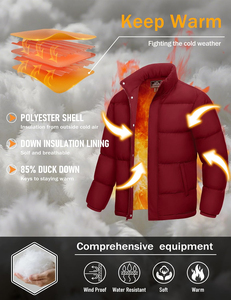 Chaqueta de Invierno para Hombre ASKIM IMPEX, Cortavientos, Gruesa, de Poliéster, Casual, con Cuello Alto, Cierre de Cremallera, Color Sólido - Product Image 4