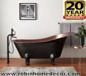 Baignoire autoportante en cuivre, pièce maîtresse de salle de bain faite à la main avec surface martelée élégante pour l'hôtellerie et l'usage résidentiel - Product Image 6