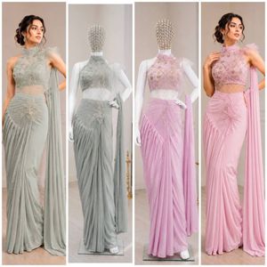 Sari en crêpe de soie haut de gamme prêt-à-porter avec broderies et sequins, et chemisier de créateur cousu – Prix de gros par Royal Export - Product Image 3
