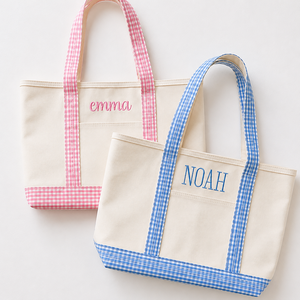 Bolso de Hombro de Lona a Cuadros Bordado Personalizado Estilo Boutique, Ligero, Duradero, con Cremallera Abierta, de Moda, para Uso Exterior - Product Image 6