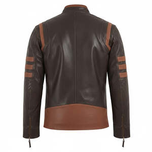 Nouveau produit Liu Ming – Blouson homme automne col montant coupe slim grande taille en PU style motard avec fermeture éclair et tissu teint – Vêtement d'extérieur décontracté - Product Image 1
