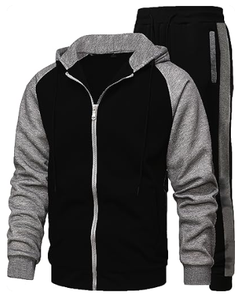 Unisex Color Blocking Tracksuit Hooded Zipper Full Length <b>Sweatshirt</b> And Pants Casual Autumn Wear Breathable Polyester Cotton - Product Image 4