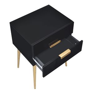 Comodino Nero e Oro a 2 Cassetti, Elegante Tavolino Laterale con Pratica Soluzione di Archiviazione - Product Image 6